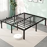 Nelaukoko Queen Bed Frame, 14 Inch Metal Platform Bed Frame Queen Size with Under Storage Space, Mattress Anti-Slip Design, Heavy Duty Sturdy Foundation, No Box Spring Needed, Easy Assembly, Black