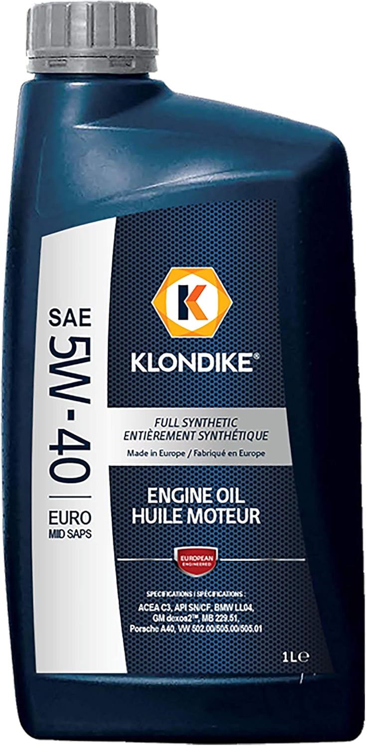 KLONDIKE® 5W40 Euro Full Synthetic Mid SAPS Engine Oil, 1 L Bottle
