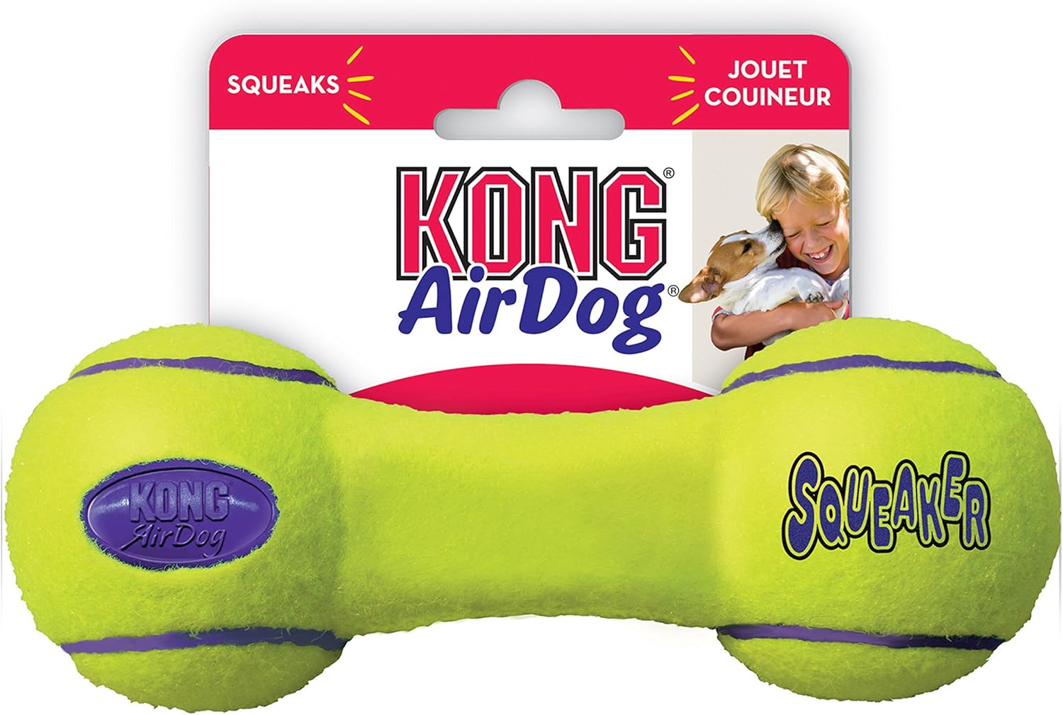 KONG Squeaker Dumbbell Large, Yellow, Large (Pack of 1) - Image 4