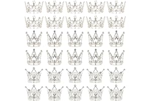 MJOGGOTT 30 Pcs Silver Crown Cake Topper, Crowns for Flower Bouquets Mini Baby Crown Toppers for Flower Arrangements Glittering Cake Decoration for Girl Lady Bridal Wedding Birthday Party, 3 Style