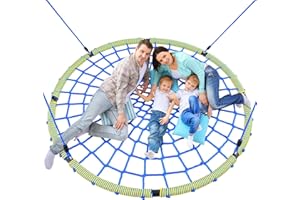Trekassy 60" Large Spider Web Saucer Tree Swing for Kids & Adults, 750lbs Heavy Duty Outdoor Net Swing with Steel Frame and 2 Tree Hanging Straps