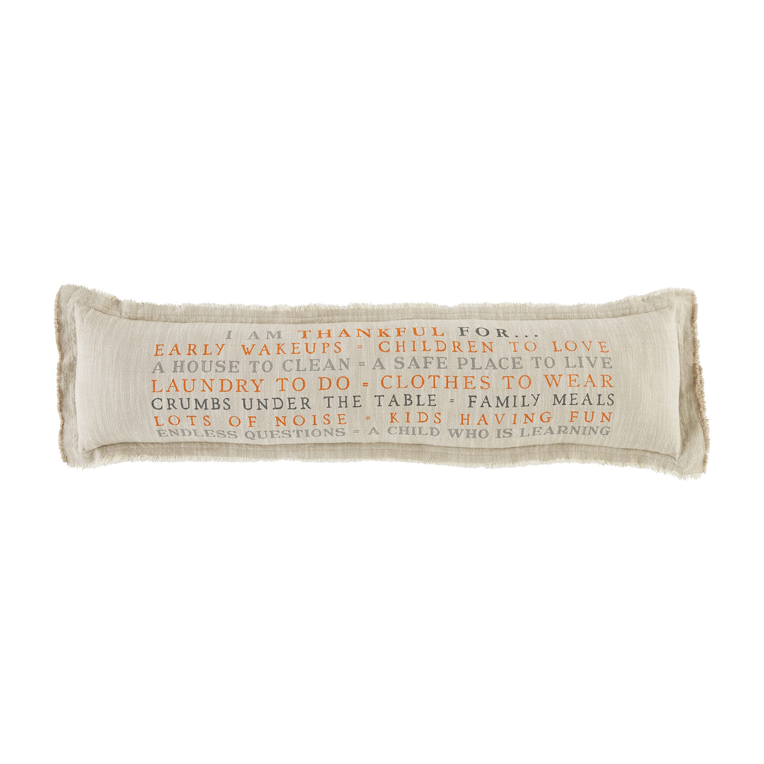 Mud Pie Holiday Reversible Long Pillow, 9 1/2" x 35", Cream 46 Count