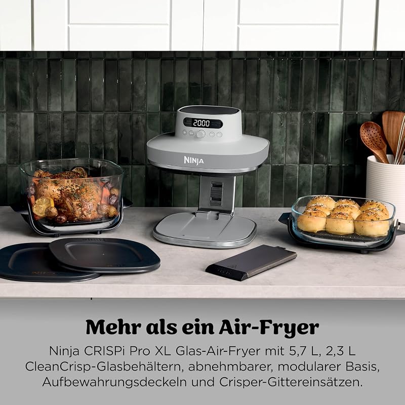 CRISPi PRO XL Glas-Heißluftfritteuse (Air-Fryer), Weiß AS090EUWH