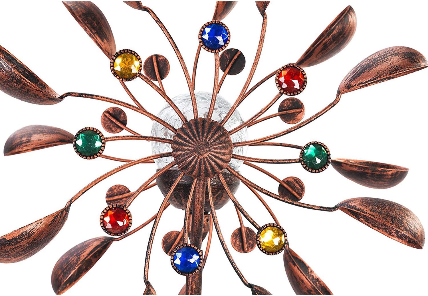 SteadyDoggie Solar Wind Spinner New 75in Jewel Cup Multi-Color Seasonal LED Lighting Solar Powered Glass Ball with Kinetic Wind Spinner Dual Direction for Patio Lawn & Garden : Garden & Outdoor