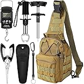 Hungdao 7 Pcs Christmas Fishing Gifts for Men Fishing Tool Kit Fish Gear Backpack Pliers and Equipment Include Hook Remover Backpack Pliers Kit Scale Gripper Weigh Separator