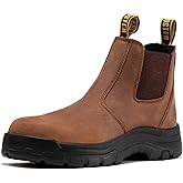 ROCKROOSTER Lumen Men's Slip On Boots, 6" Soft Toe Chelsea Work Boots, Oiled Leather Rubber Boots, Arch Support, Coolmax, ASTM F2892-18 Electrical Hazard AK224