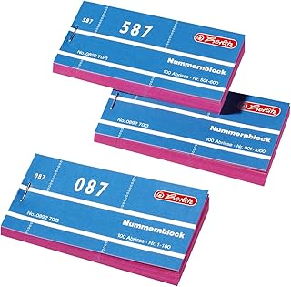 Herlitz 892703 Nummernblöcke 1-1000 Nummer 1-1000 10x100 Abrisse