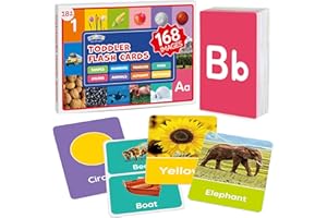 BenBen Flash Cards for Toddlers 1-3, Rip Proof & Waterproof, 84 Double-Sided Educational Flashcards, Alphabet, Number, Animal, Shape, Color, Objects Learning Cards for Kids Age 1 2 3 4
