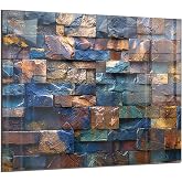 DAIFURONGE Tempered Glass Backsplash for Kitchen,Brick Design,30"x24" | Behind Stove Back Splash Panel Protector, Easy to Clean, Kitchen Wall Decor,One Piece Oven and Range Backsplash