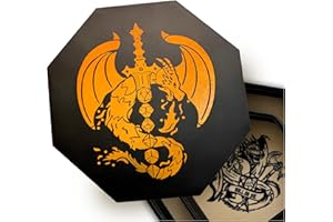 Fantasydice Chromatic Fire Dragon Dice Tray with Dice Sword Artwork – 9" Octagon with Lid, Holds 5 Dice Sets – Perfect for D&D, Call of Cthulhu, Shadowrun, and All Tabletop RPGs