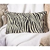 EKOBLA Decorative Lumber Cushion Case Zebra Striped Printed African Safari Skin Cotton Linen Farmhouse Throw Pillow Covers Cushion Case 12x20 Inches for Couch Sofa Home Decoration