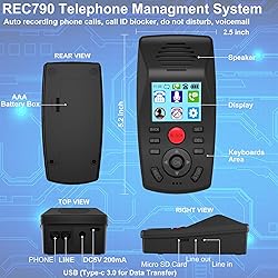 Analog Telephone Recorder, 32GB Automatic Call