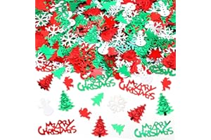 MARFOREVER Christmas Glitter Confetti Table Decorations, Red Green White Xmas Party Scatter Confetti Santa Claus Christmas Tree Snowflake Snowman Table Sprinkles for Xmas Party Supplies Decor
