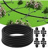 MIXC 50 FT 1/2 Inch Drip Irrigation Tubing Kit:Premium Garden and Landscape Watering System with 4 Quick Connector 4-Way Conn