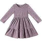 Kionio Toddler Baby Girl Long Sleeve Dress Girls Knit Sweater Dresses Tiered Kids Swing Holiday Clothes Fall Winter