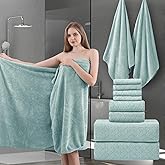 Ycosy 8-Piece Bath Towels Set,2 Oversized Bath Sheet,2 Hand Towels and 4 Washcloths - 600 GSM Soft Microfiber Highly Absorbent Quick Dry Shower Towel Collection for Bathroom Hotel and Spa,Mint Green