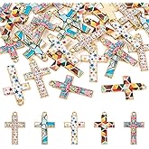 Craftdady Cross Necklace Pendants Metal Enamel Dangle Charms Cross Bracelet Keychain Charms for Jewelry Making Crucifix Earring Charm for DIY Craft Jewelry Finding