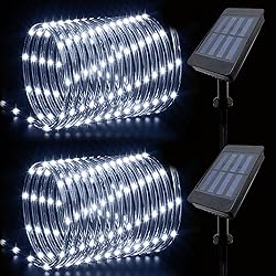 IJG 2 Pack Solar Rope Lights Outdoor Lights, 8