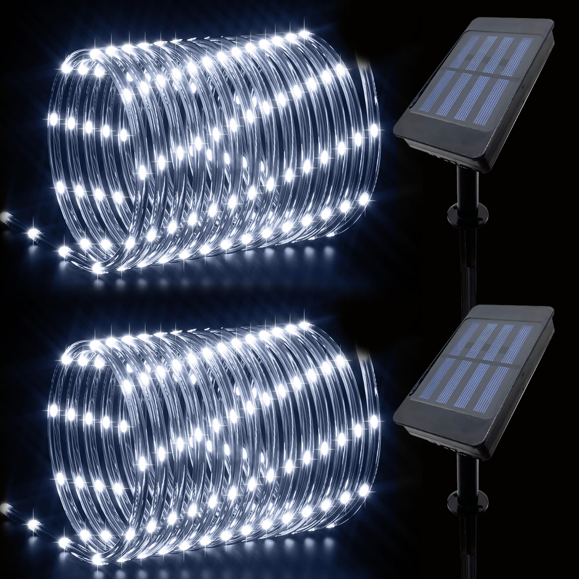 IJG 2 Pack Solar Rope Lights Outdoor Lights, 8