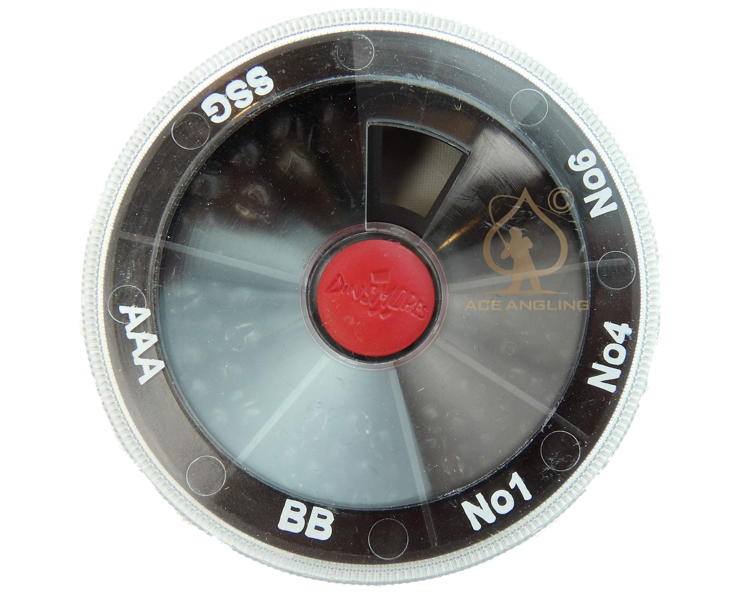 Dinsmores Fishing Super Soft Split Shot 6 Sizes (SSG AAA BB No1 No4 & No6) in 6 Section Dispenser