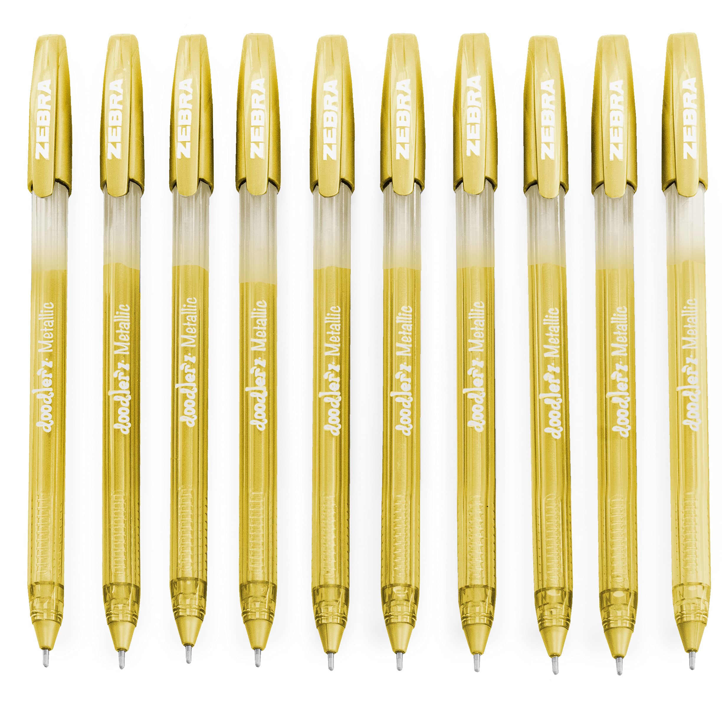 Zebra Doodler'z Metallic Stick Ballpoint Pen - 1.0mm - Gold Ink - Pack of 10