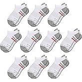 Comfoex 10 Pairs Boys Socks Ankle Athletic Socks For Big Little Kids Cotton Half Cushioned Socks