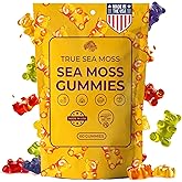 TrueSeaMoss Sea Moss Gummies with Bladderwrack & Burdock Root – Vegan Formula for Adults & Kids – Fruity Flavor – 60 Gummies (Pouch May Vary)