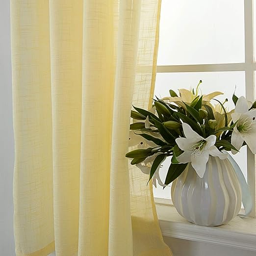 Amazon Com Corps Gema Beige Sheer Curtains 92 Inch Linen Textured