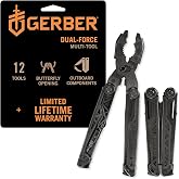 Gerber Gear Dual-Force Multitool - Heavy Duty, Center Axis Driver, Blunt Nose Pliers with Saw, Wire Cutters, Bit Storage, and More - Black