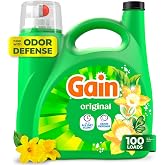 Gain Liquid Laundry Detergent, Freshness, Odor Defense, High Efficiency Washing Machine Liquid Laundry Soap, Original Scent, 132 fl oz, 100 Loads (Packaging May Vary)