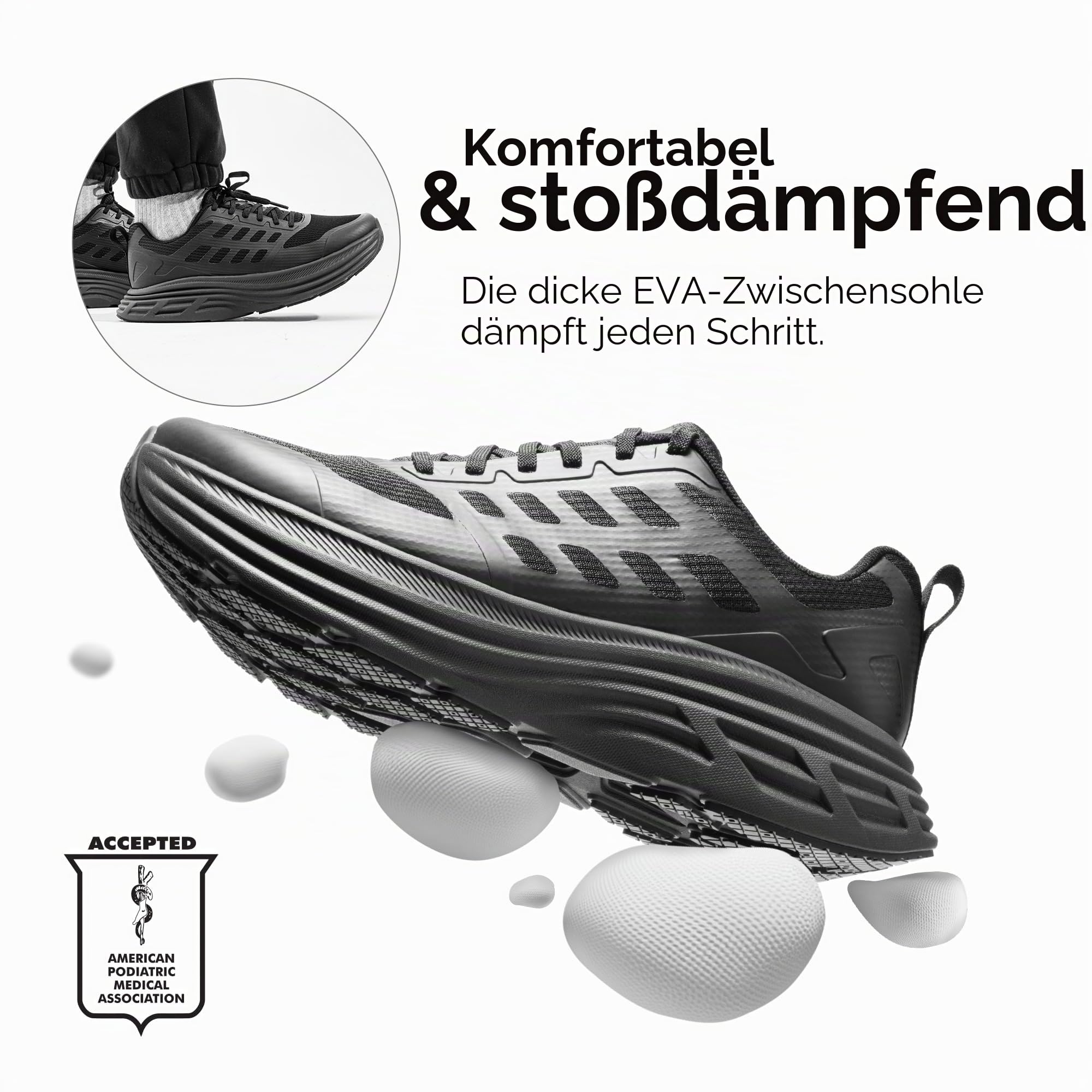NORTIV 8 Herren Laufschuhe Running Sneaker Schuhe,Alles Schwarz,43 3