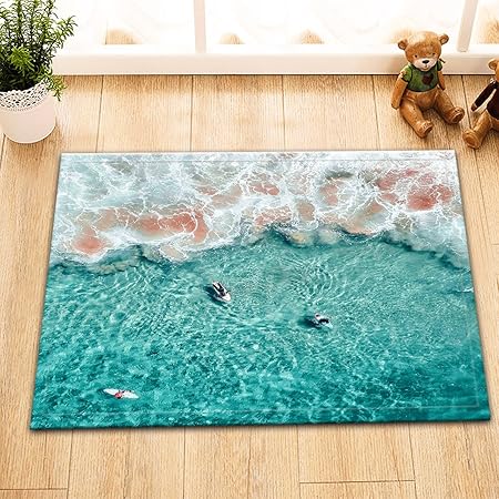 Lb Waterscape Tapis De Bain Surf Tapis De Porte Lavable Salle De Bain Decor Home Accessory 60x40cm Amazon Fr Cuisine Maison