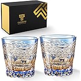 TAVRONI Old Fashioned Edo Style Kiriko Whiskey Glass – 11 oz Handmade Japanese Crystal Glass for Bourbon, Scotch, Cocktail – Premium Gift Box for Men, Dad, Husband (2 Pack)