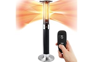 SereneLife 1500W Infrared Electric Patio Heater - Portable Tower Heater with Remote Control for Indoor/Outdoor Use, Ideal for