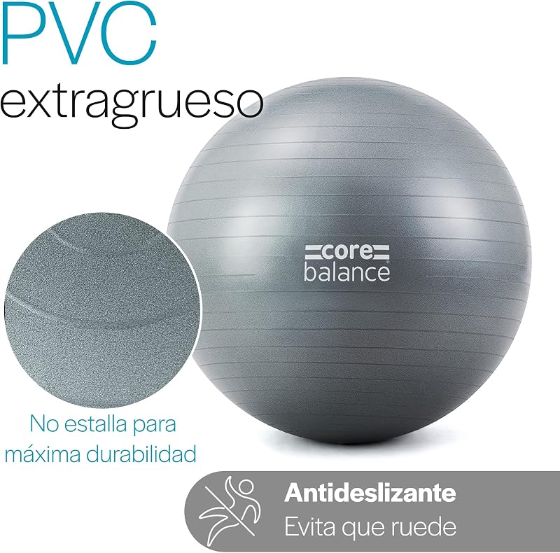 Pelota de Gimnasia Antirreventón, Gris, 55 cm