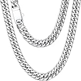 Jewlpire Diamond-Cut 316L Surgical Stainless Steel Mens Cuban Link Chain, 6/7/8MM Sweatproof & Non Tarnish Gift-Ready Luxury Mens Necklace with Premium Gift Box
