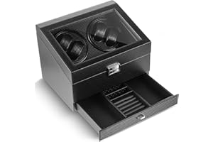 Liliaafar Automatic Watch Winder for Men, Quiet Running Motor Watch Case with Slots and Drawer, Auto Display Box for Father Husband Boss Christmas Birthday Gifts
