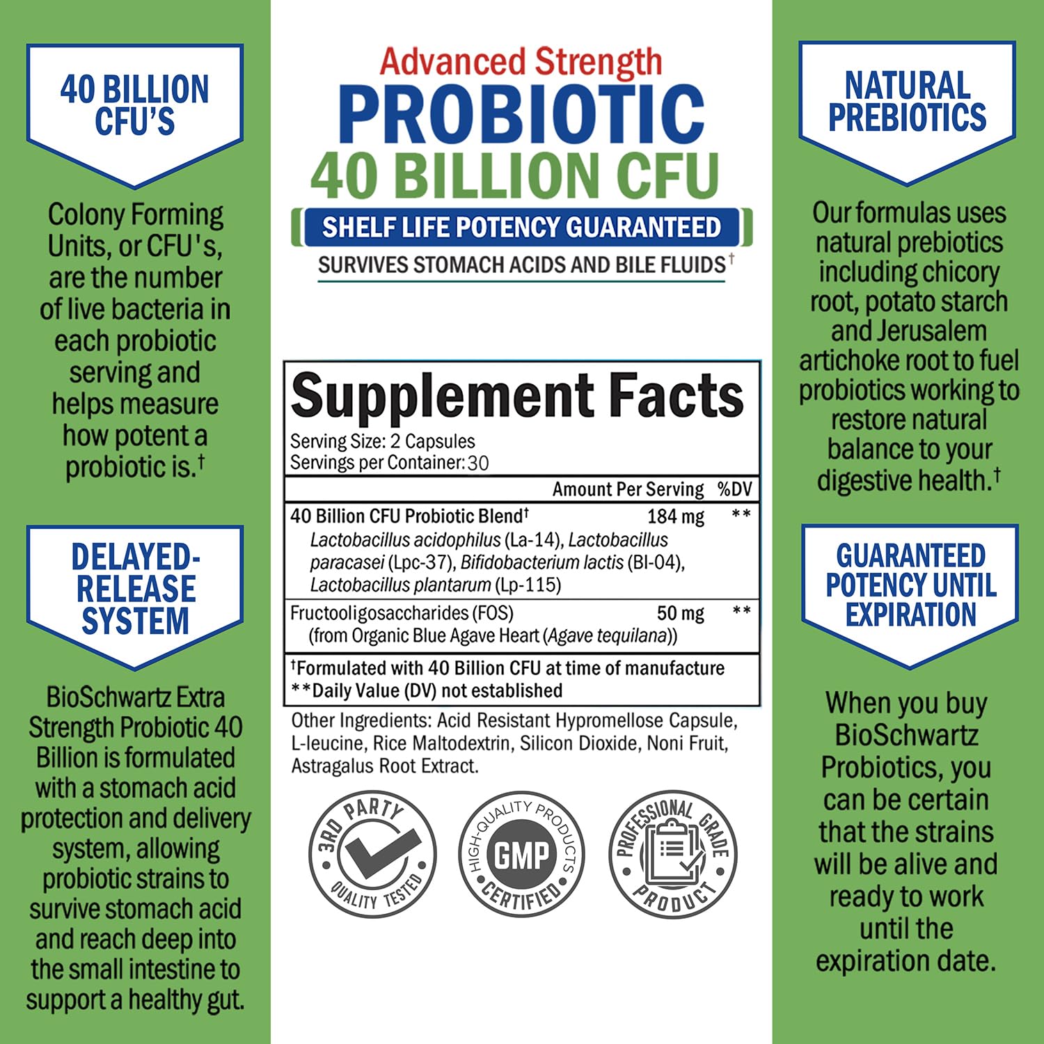 40 Billion CFU Daily Probiotic Supplement (1 Month Supply) Plus Turmeric Curcumin with Black Pepper Extract 1500mg Complex (1 Month Supply)