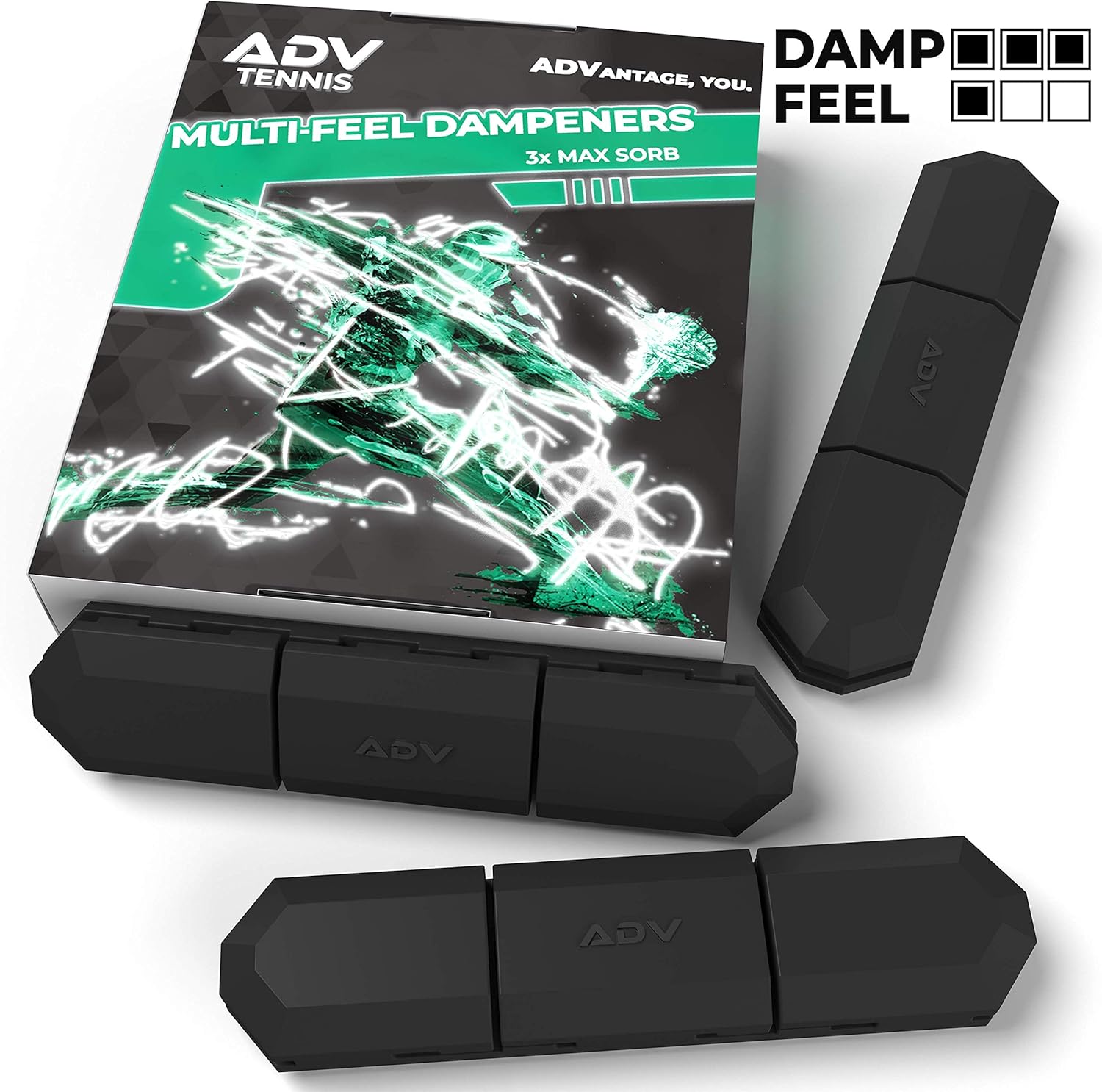 ADV Tennis Vibration Dampener - Set of 3 - Ultimate Shock Absorbers for Racket and Strings - Premium Quality, Durable, and 100% Reliable - Newest Technology (Midnight | Max Sorb 3-Pack) : Sports & Outdoors