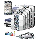 10 Set Compression Packing Cubes for Travel Essentials,Compressible Expandable Packing Cubes for Suitcase,OlarHike Luggage Organizer Bags,Handy Helper for Organizing Clothes(Dark Blue Floral)