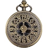 DerMacht Pocket Watch with Chain Deer Reindeer Woodland/Cowboys/US Flag/Alicce Party/Wolf Birthday Christmas Gifts
