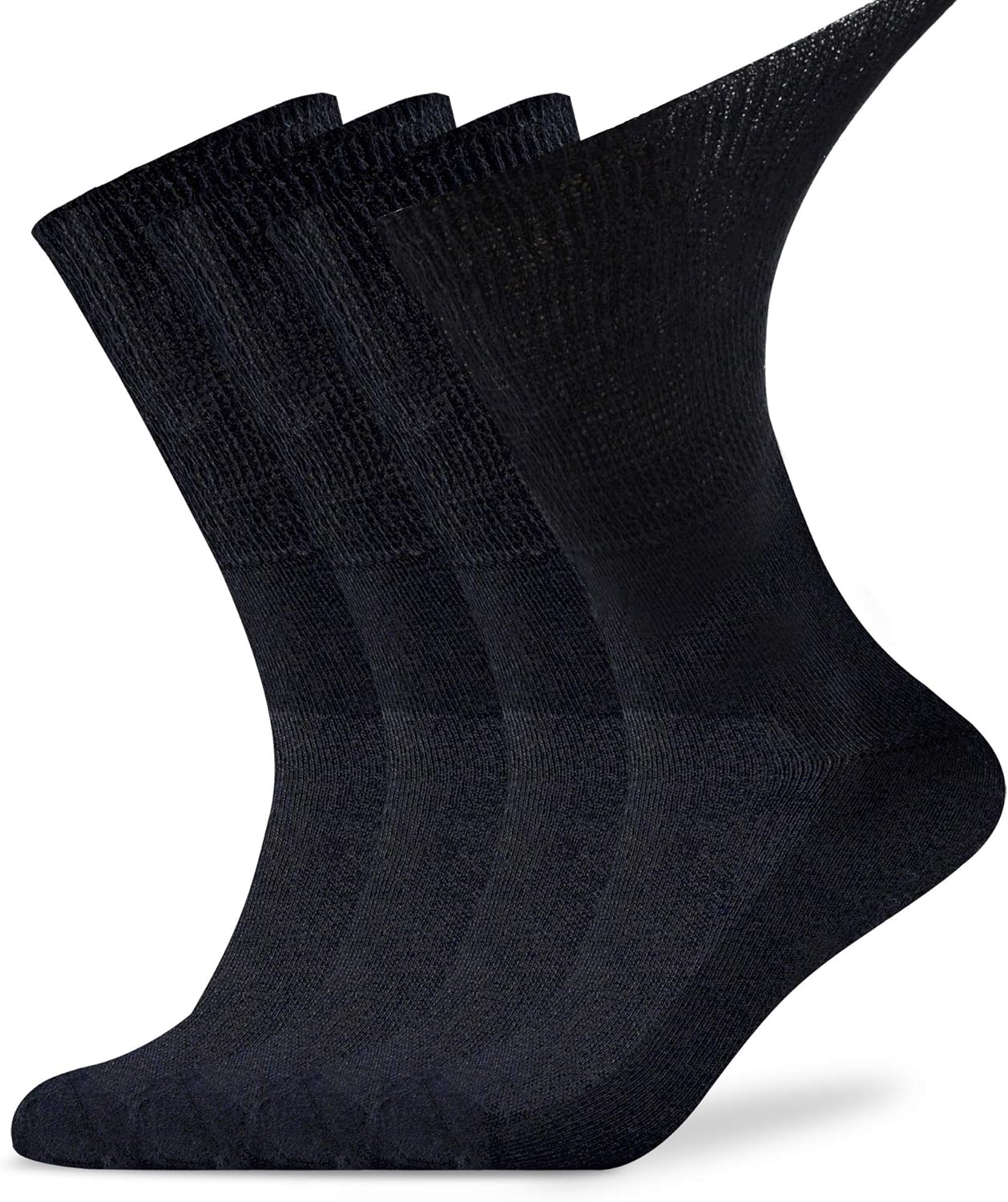 Busy Socks 4 Pack Diabetic Socks for Men Women, Medical Circulation Crew Mid Calf Socks with Seamless Toe and Non-Binding Top: Clothing