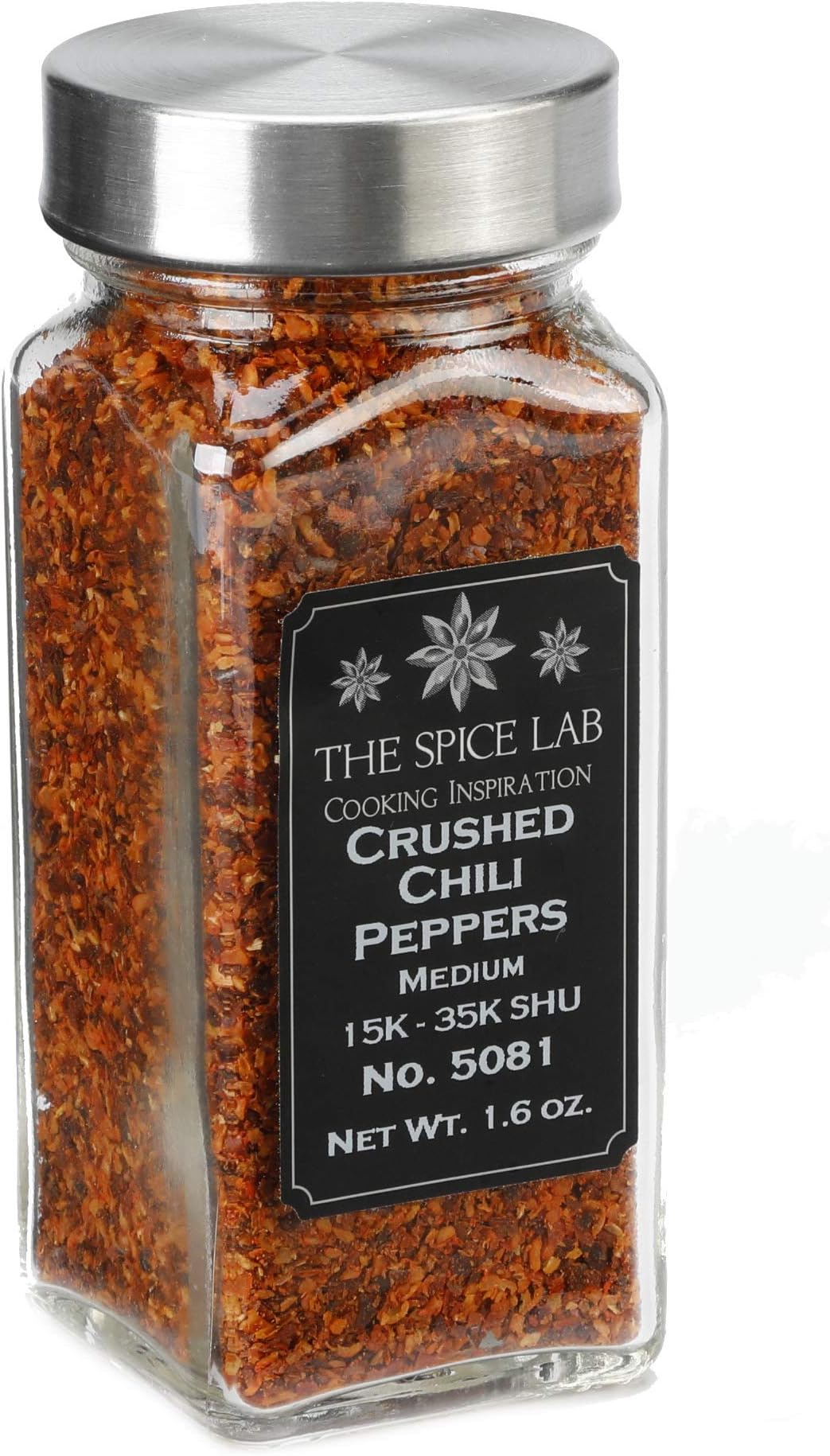 The Spice Lab No. 81 - Crushed Red Pepper Flakes, Medium, 1.8 oz French Jar - All Natural Kosher Non GMO Gluten Free