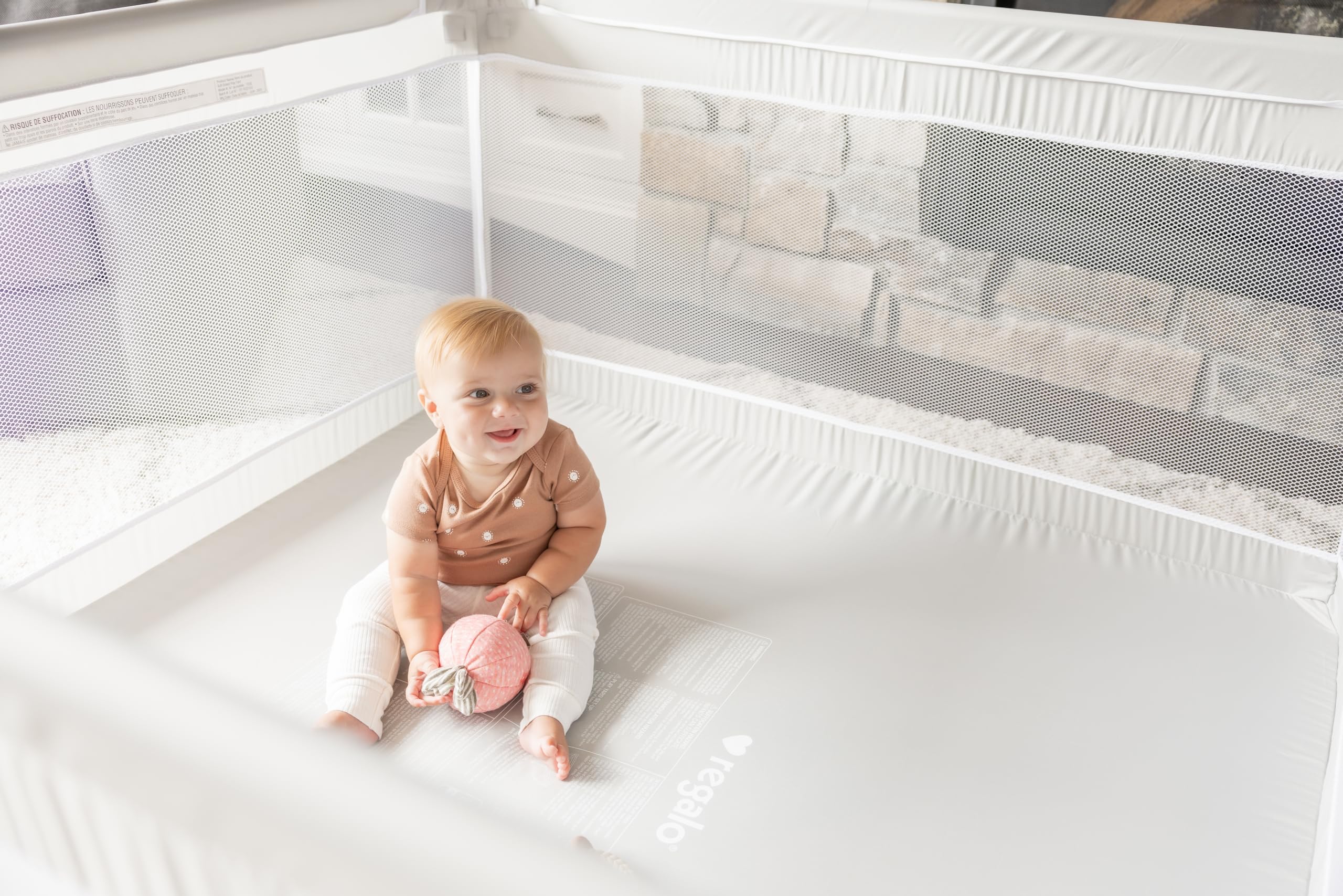 Regalo Soft Sided Playpen for Babies and Toddlers, Award Winning Brand Gray Mesh, for 6 to 24 Months Old, 27 Inches Tall, Indoor Playpen