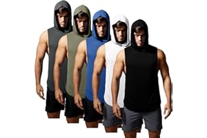 GYM REVOLUTION Men's Workout Sleeveless Shirts Muscle Hooded Tank Gym Fitness Quick Dry Sleeveless Hoodies