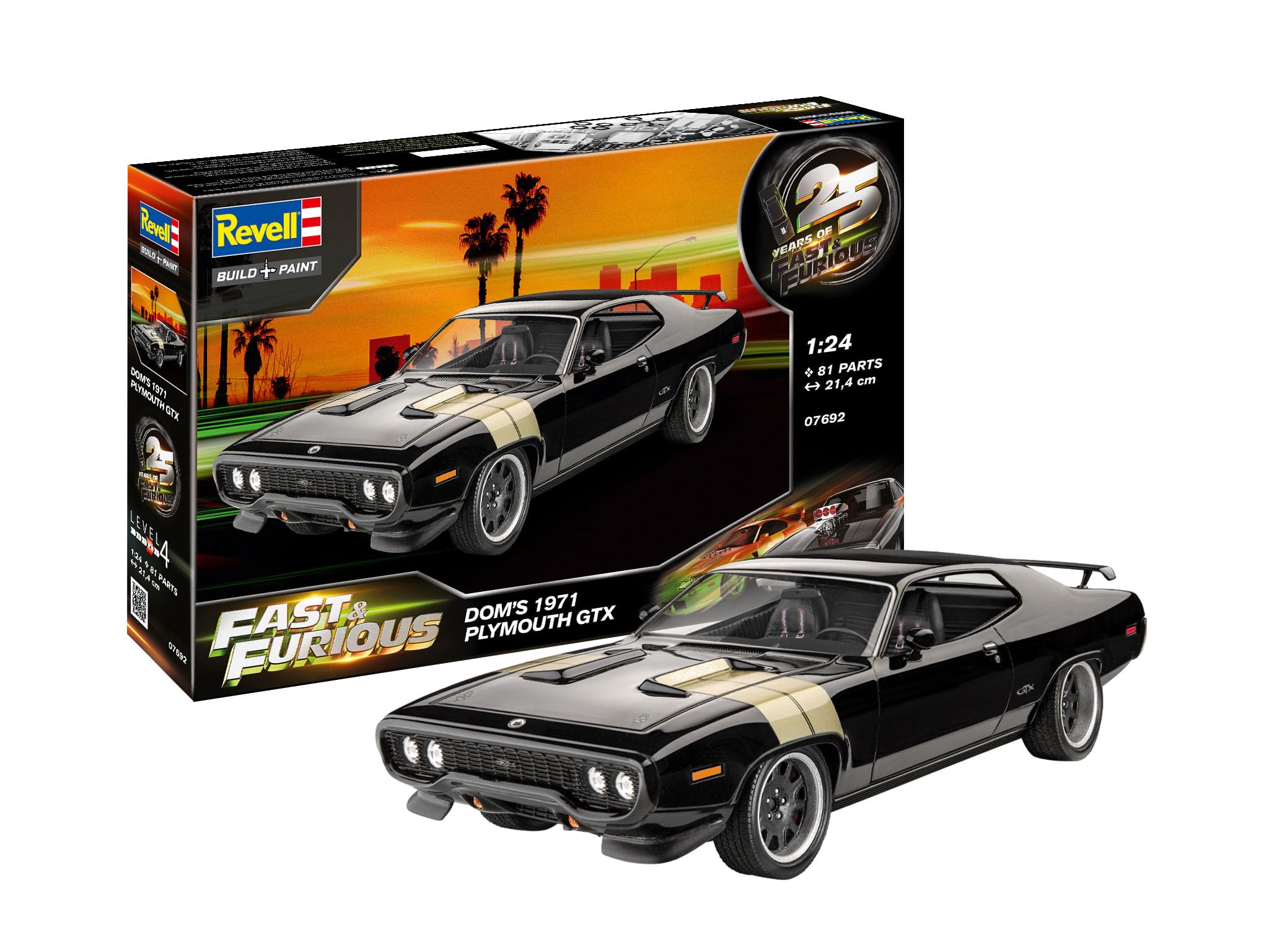 Revell 07692 Fast & Furious - Dominic's 1971 Plymouth GTX 1:24 Scale Unbuilt/Unpainted Plastic Model Kit