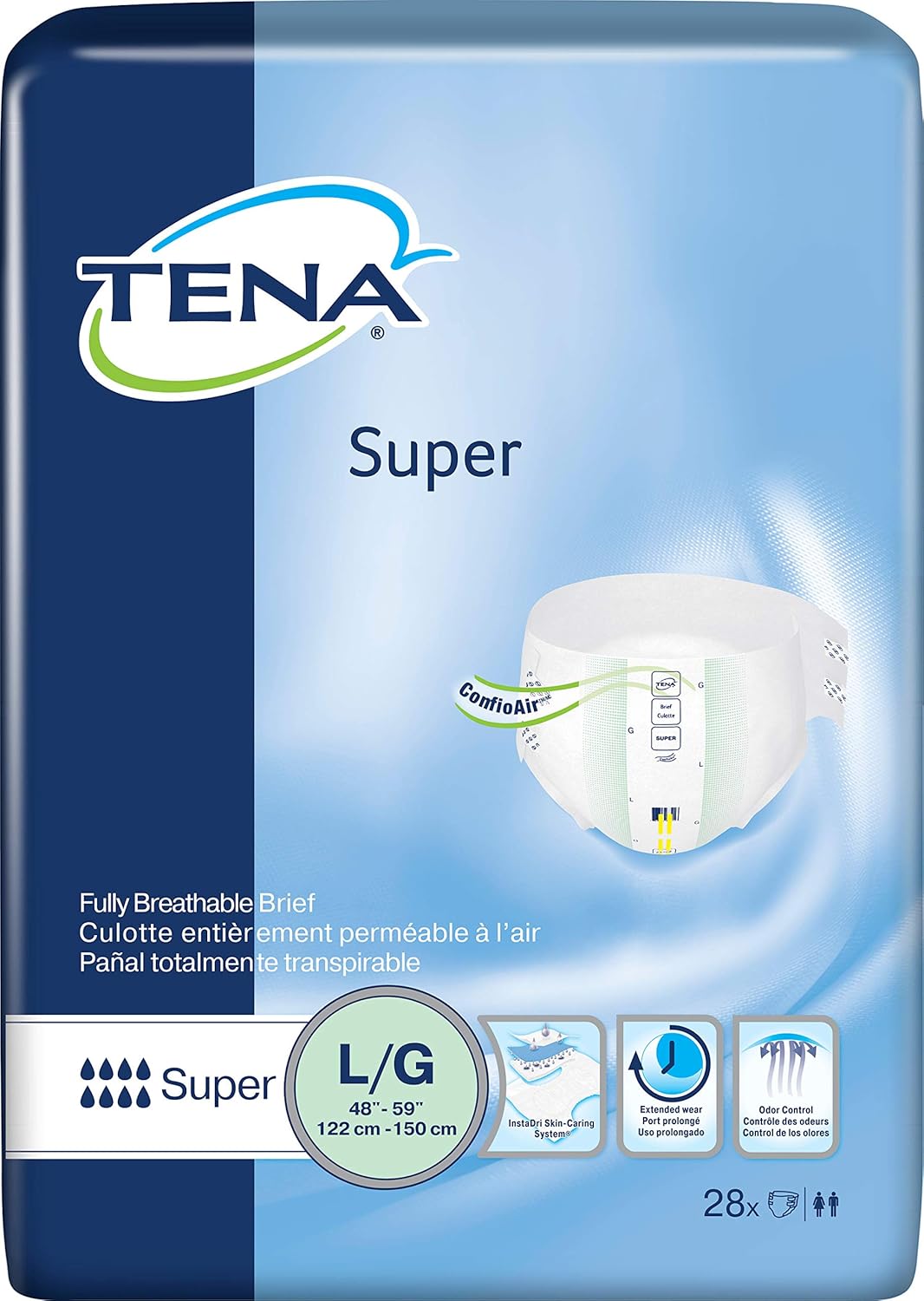 Tena Stretch Adjustable Incontinence Briefs, Super Absorbency, Large