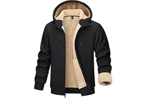 TACVASEN Men's Hoodie Winter Full Zip Heavyweight Fleece Sherpa Lined Warm Sweatshirt Work Casual Hoodies