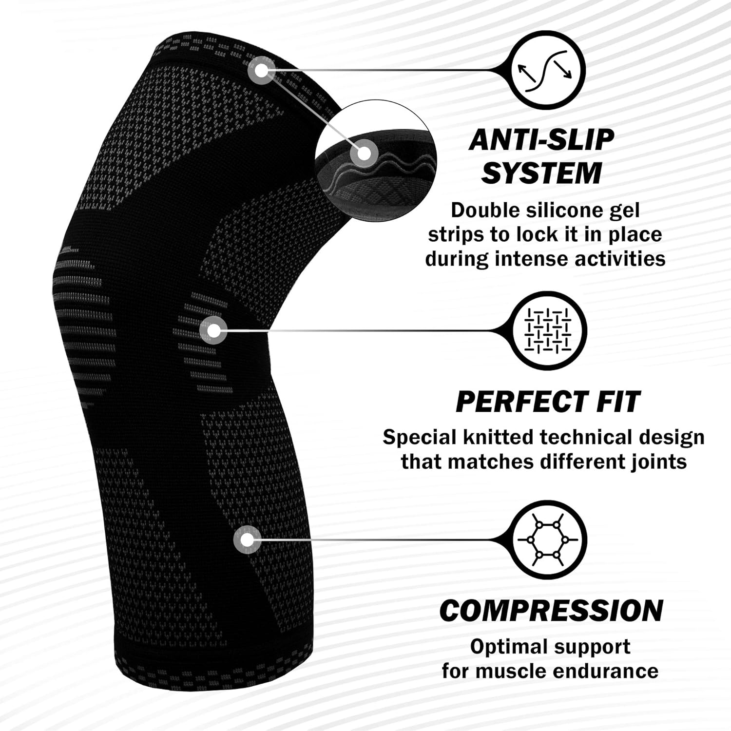 POWERLIX Knee Compression Sleeve - Best Knee Brace for Men & Women – Knee Support for Running, Basketball, Weightlifting, Gym, Workout, Sports – Please Check Sizing Chart: Sports & Outdoors