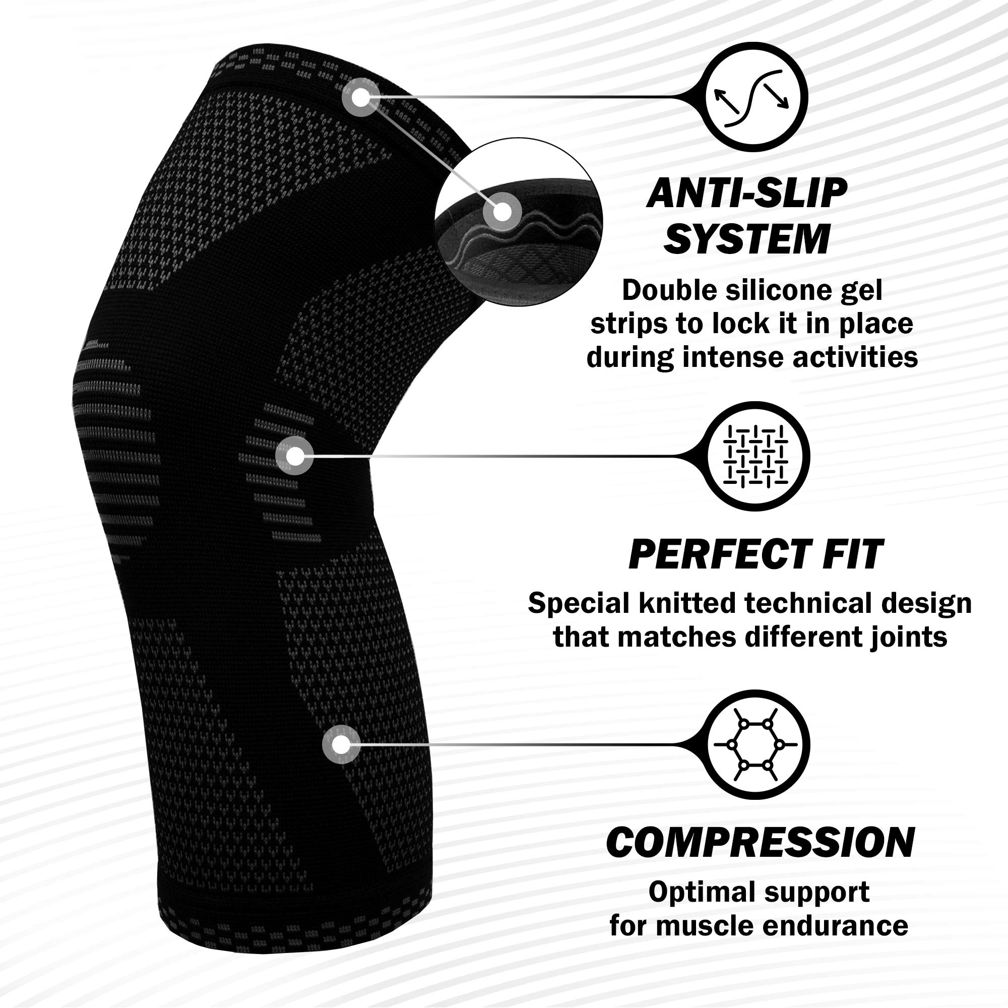 POWERLIX Leg Sleeve - Best Knee Brace for Leg Pain for Men & Women Knee Support for Running, Basketball, Volleyball, Weightlifting, Gym, Workout, Sports Please Check Sizing Chart